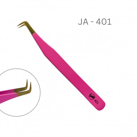 Universal Tweezer JA 401, L pink colour,  for eyelash extensions