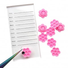 Suport mic floare roz pentru inel adeziv extensii gene 5 buc