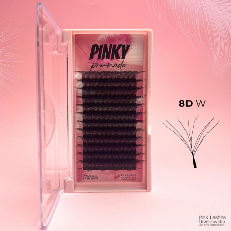 8D W PINKY, Curl D, premade - ciglia finte pronte all'uso, volume rapido