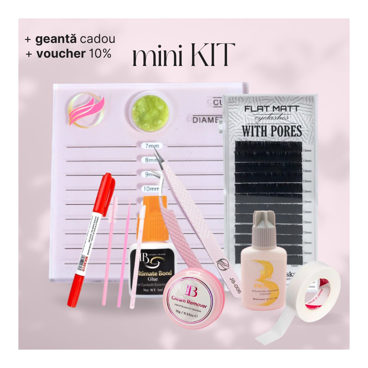 KIT INICIAL mini - extensiones de pestañas - 11 productos - BOLSA DE REGALO + VALE DEL 10%