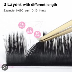 Ombre Eyelash extension Blossom, red & black, thickness 0.07, easy fan lashes, fast volume eyelash extensions