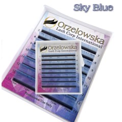 CC, 0.07 Pestañas Azul Cielo, extensiones de pestañas, bandeja con 8 líneas, Orzelowska