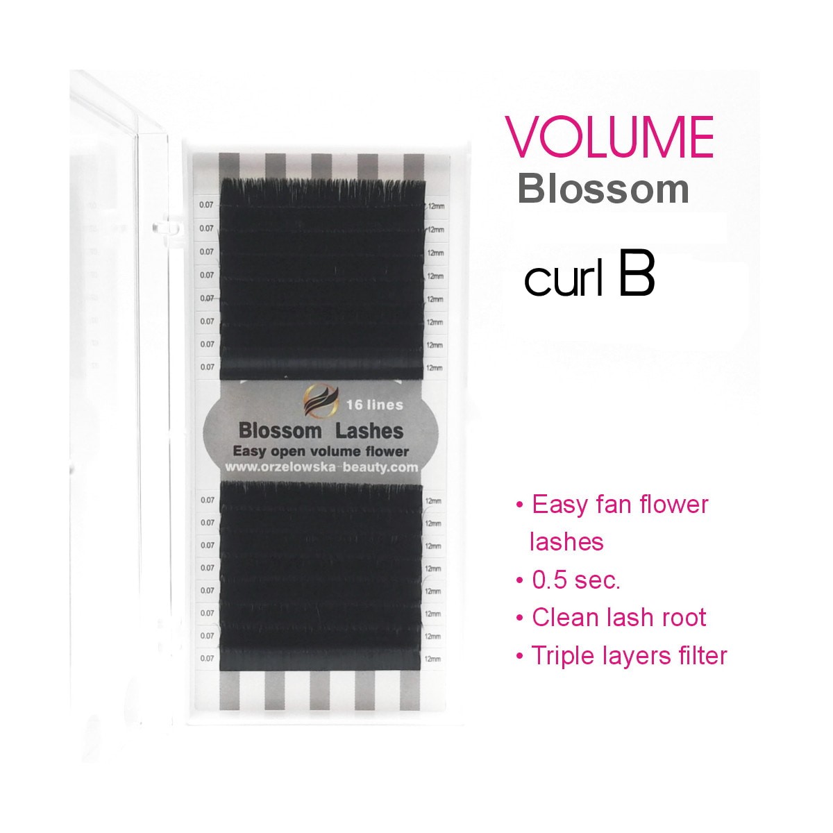 Curl B easy fan flower Blossom,Mix short eyelashes 6mm-9mm 12 lines