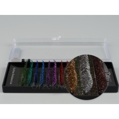 Ciglia con colori mix glitter iBeauty, Premium Glitter, 0.15mm