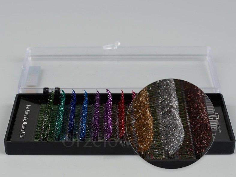 Ciglia con colori mix glitter iBeauty, Premium Glitter, 0.15mm