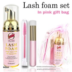 Lash Foam Set in Pink gift bag, Lash Shampoo