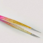 Tweezer JA 90 straight, For Eyelash Extensions, yellow pink