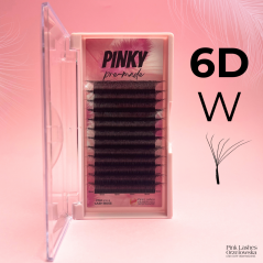 6D W PINKY, Curl D, premade - ciglia finte pronte all'uso, volume rapido