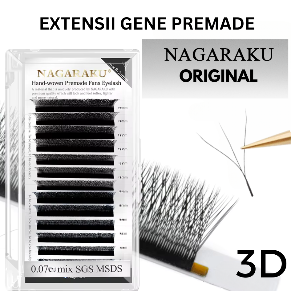 Extensiones de pestañas pre-hechas 3D Nagaraku Curl D