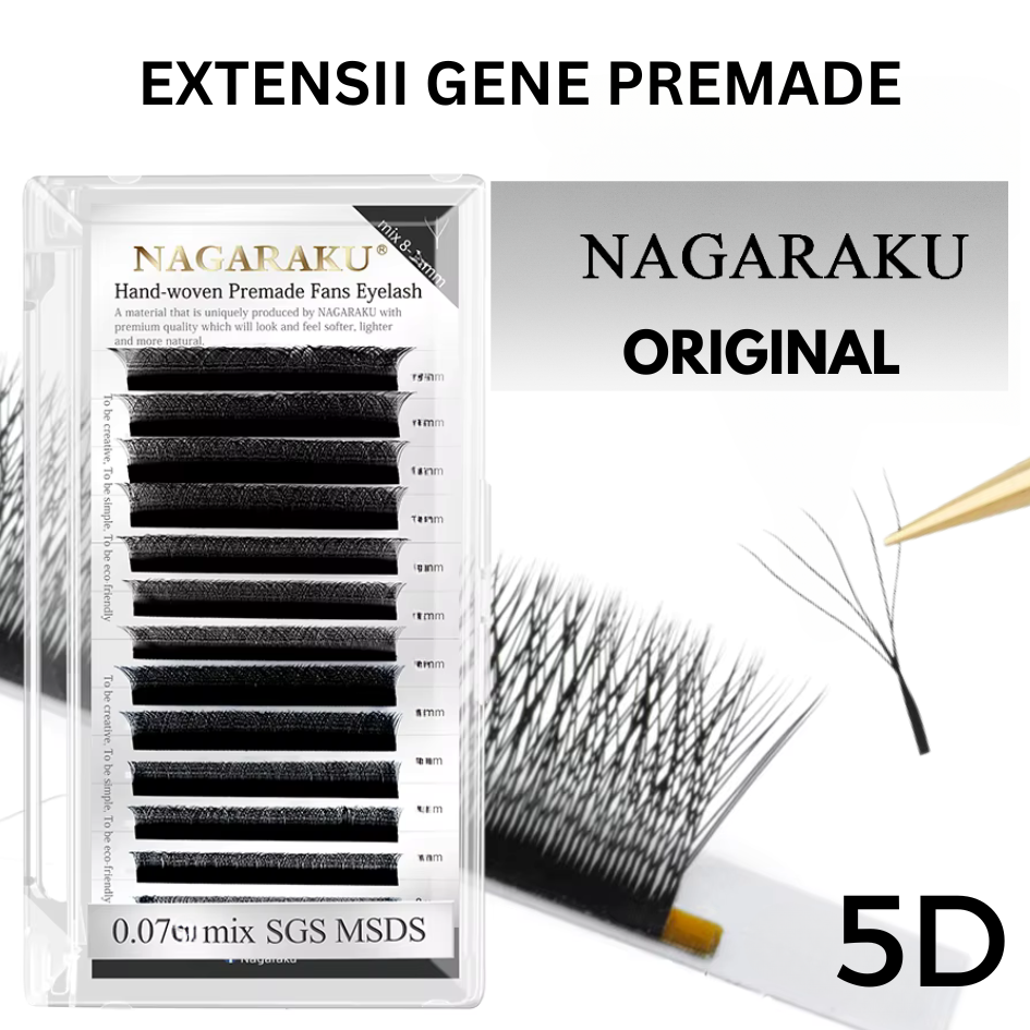 Extensiones de pestañas pre-hechas 5D W Nagaraku