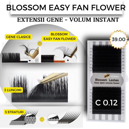 0.12 C Easy fan flower - Blossom eyelash extensions