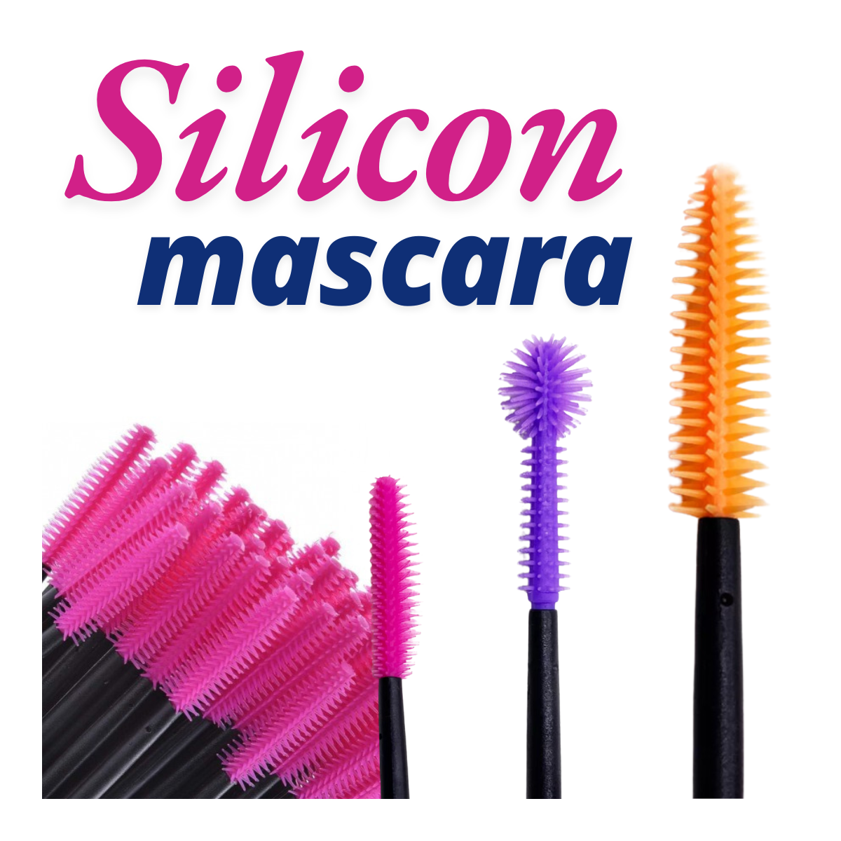 Set 50 periute mascara pentru extensii gene- Silicon, diverse culori