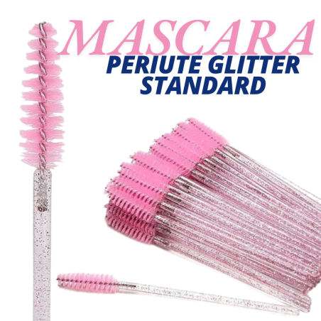 Cepillos de máscara con purpurina para peinar extensiones de pestañas - 50 piezas, Rosa claro