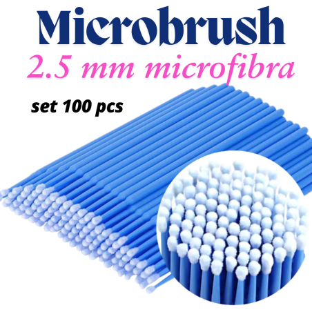 Blue Microbrushes - 2,5 mm, 100pcs , Micro Applicator Brushes, Disposable Eye Lashes Mascara Wands for Eyelash Extensions