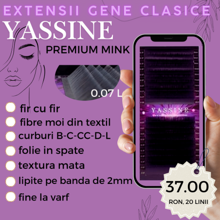 0.07 L- Extension ciglia 1:1 Yassine Premium, 20 linee