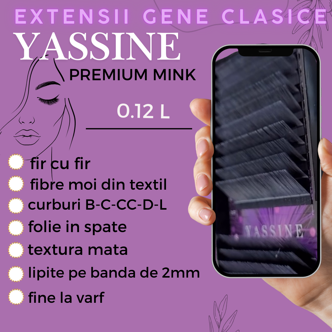 0.12 L - Extensión de pestañas 1:1 Yassine Premium, 20 líneas