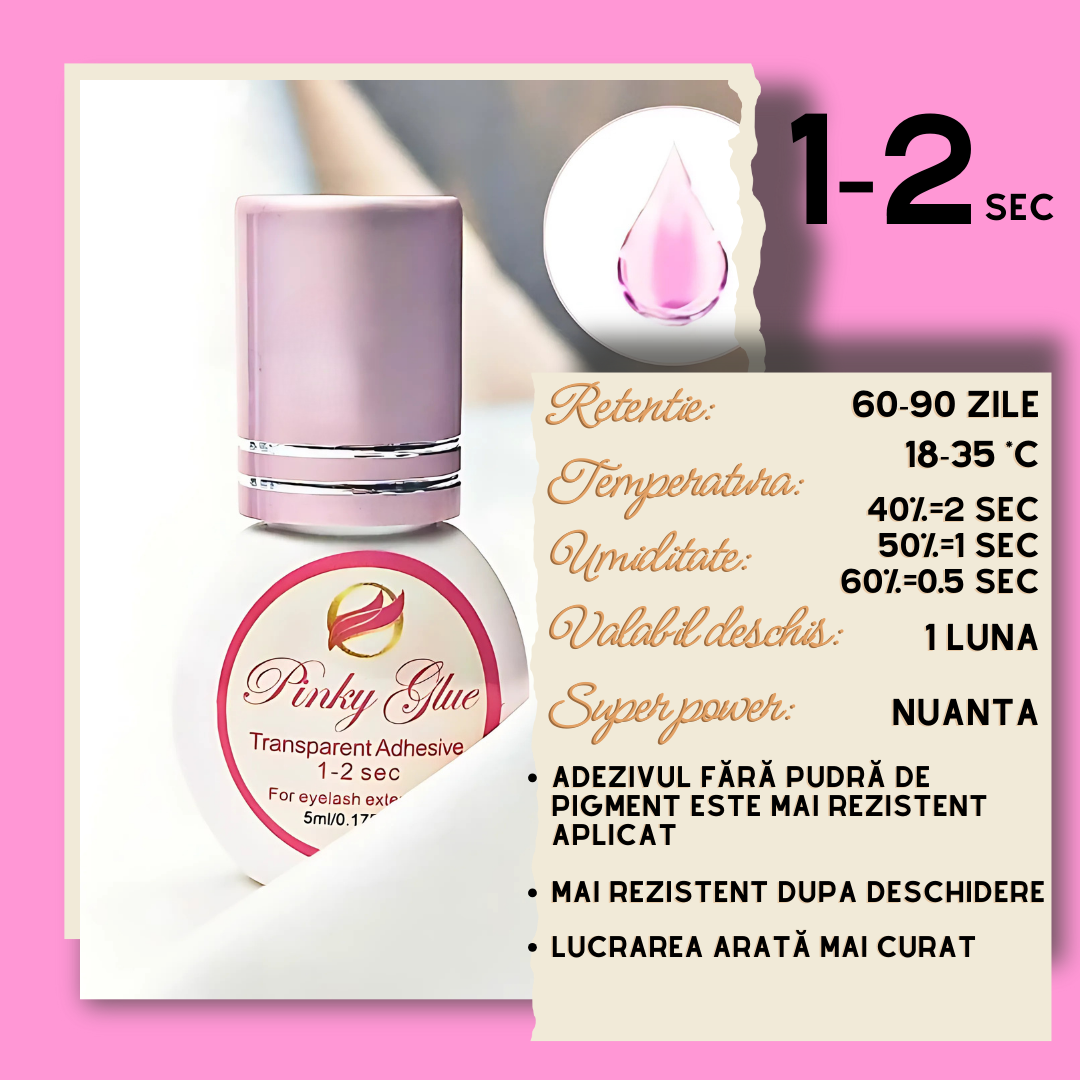 Pinky Glue 1-2 sec, adeziv transparent 5ml