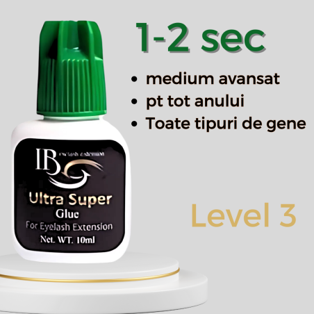 Adeziv Ultra Super 5ml, uscare 1-2 sec , iBeauty, capac verde, rezistenta 4-6 saptamani, lipici pentru avansati