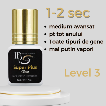 Super Plus Glue 5ml, iBeauty, drying time 1-2 sec, resistance 4-6 weeks, lash extensions adhesive with gold cap