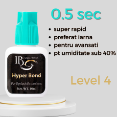 Adeziv Hyper Bond 5ml, iBeauty, 0.5 sec, capac turcoaz, / mega volum/ aplicare rapida a extensiilor de gene