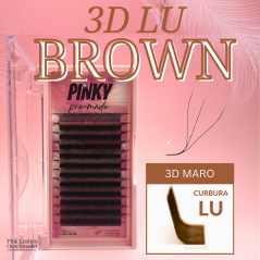 Extensiones de Pestañas 3D W Slim, Curvatura LU - Marrón (Efecto Eyeliner)