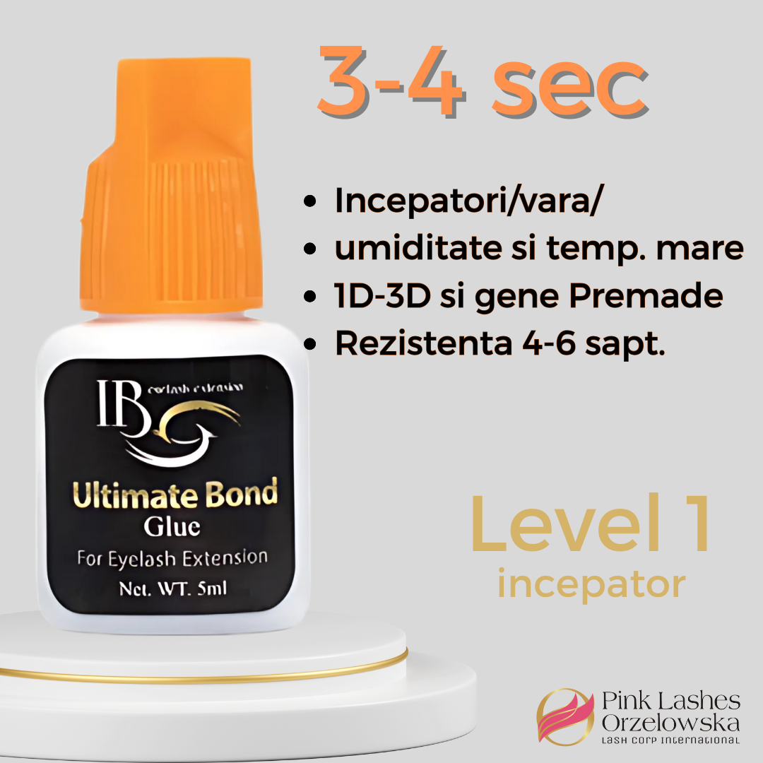 Ultimate Bond 5ml adhesive, 3 sec drying, iBeauty, 4-6 week resistance, glue for 1D-2D eyelash extensions method