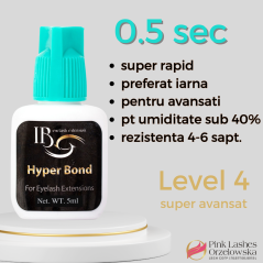 Adesivo Hyper Bond 5ml, iBeauty, 0,5 sec, colla per bassa umidità / mega volume / applicazione rapida di extension ciglia