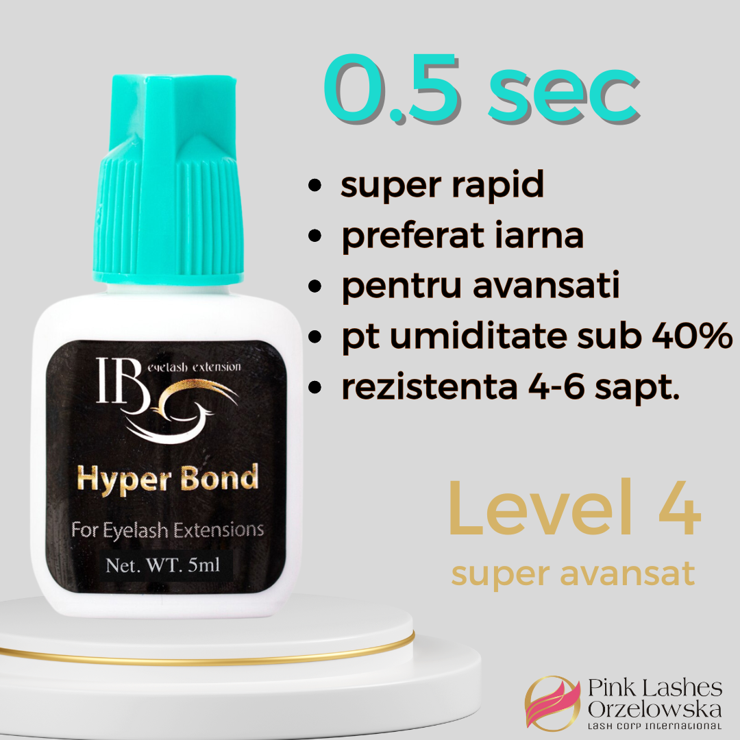 Adesivo Hyper Bond 5ml, iBeauty, 0,5 sec, colla per bassa umidità / mega volume / applicazione rapida di extension ciglia