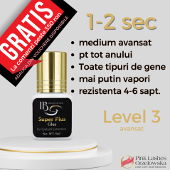 Super Plus Glue 5ml, iBeauty, drying time 1-2 sec, resistance 4-6 weeks, lash extensions adhesive with gold cap