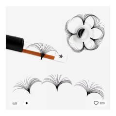 Ombre Purple, Easy Fan Flower Eyelashes for fast volume 0.07, connected in the base