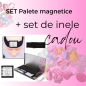 Suport magnetic cu 4 palete magnetice pentru aplicarea extensiilor de gene + set de inele cadou