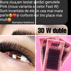 3D W - dublate - PINKY, Curbura C, premade - extensii gene gata facute, volum rapid