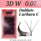 3D W - dublate - PINKY, Curbura C, premade - extensii gene gata facute, volum rapid