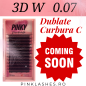 3D W - dublate - PINKY, Curbura C, premade - extensii gene gata facute, volum rapid