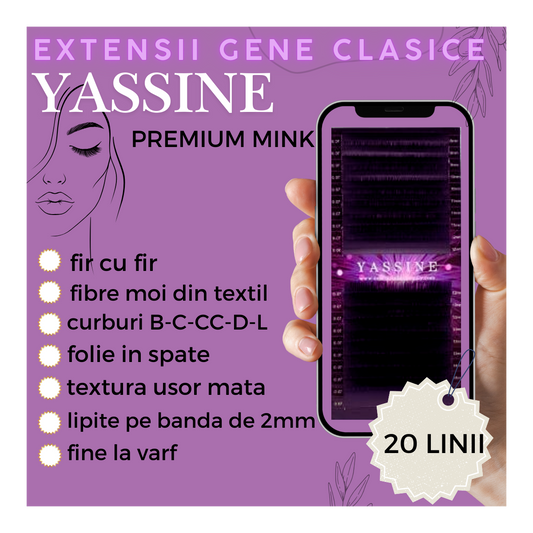 Curbura CC Yassine Premium 20 linii, fir cu fir, extensii de gene