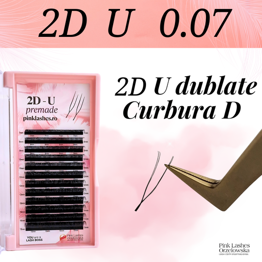 Pre-made Curbura D Pinky 2D U 0.07 - Extensii de gene gata facute