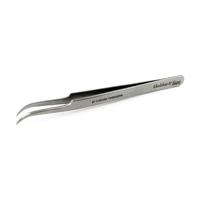 Penseta no.7 Curved Tweezer, Shahbaz & Sons, Precizie excelenta, pentru volum extensii gene + husa cadou