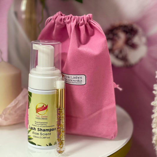 Set spuma de curatare a genelor in punga de catifea