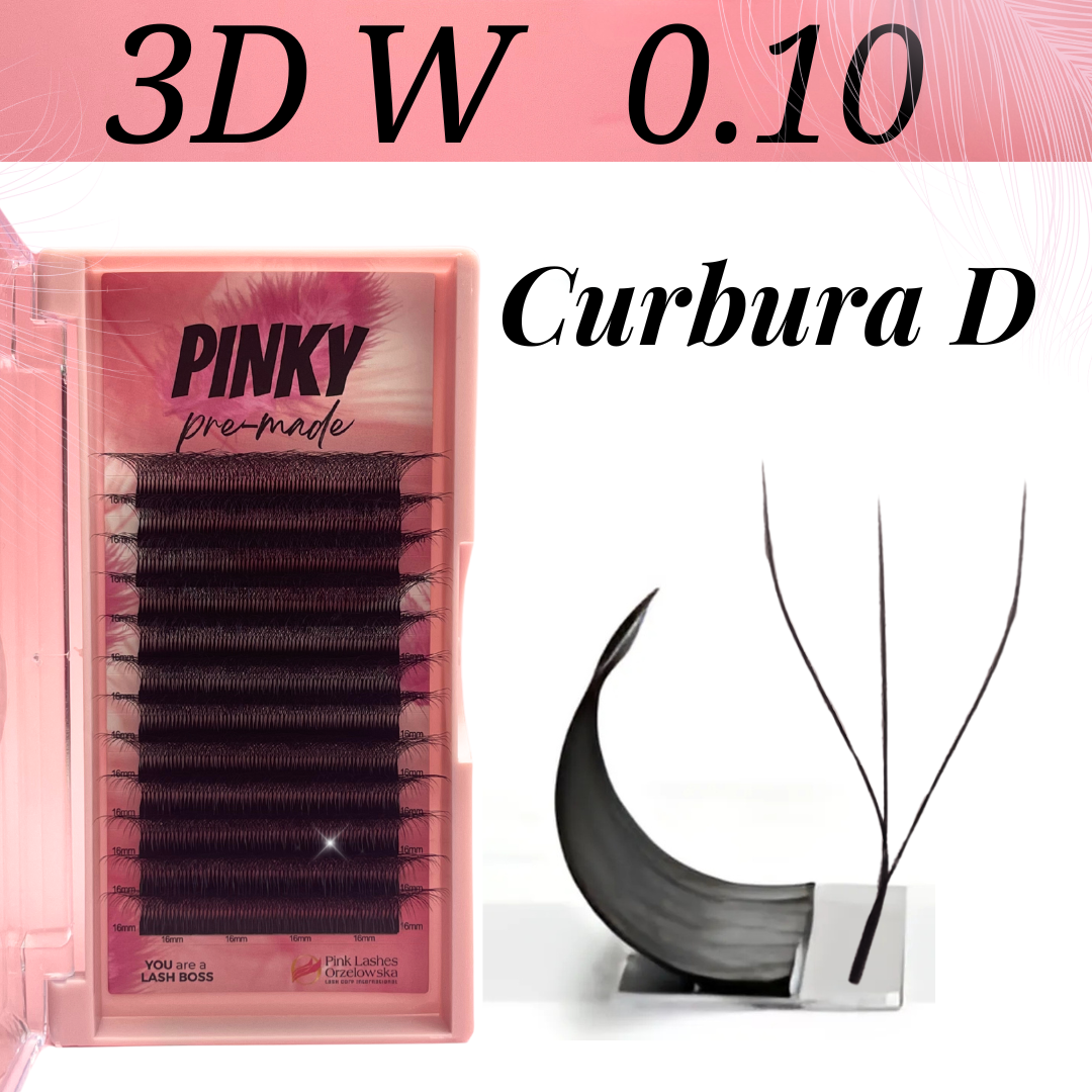 Pre-made Curbura D Pinky - Extensii gene gata facute