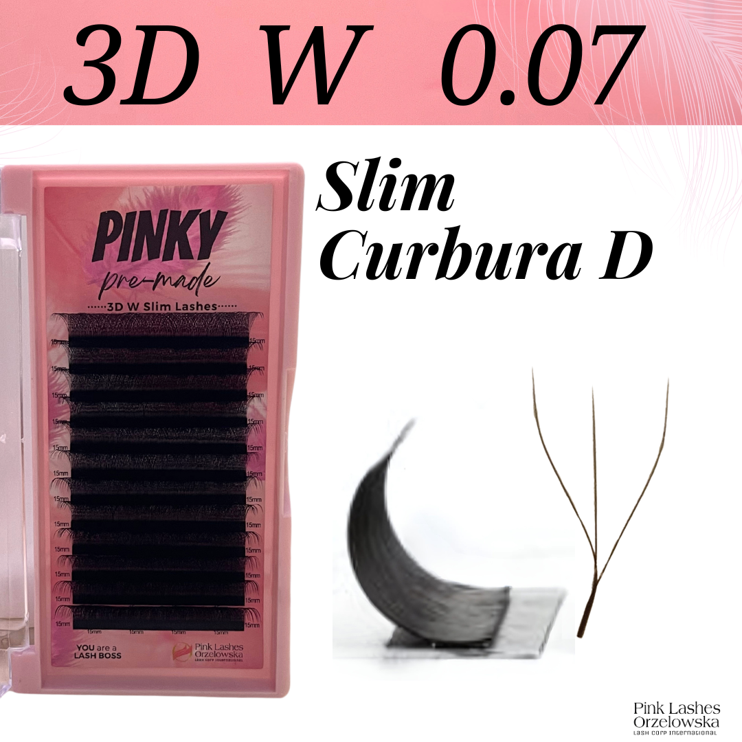 Pre-made Curbura D Pinky - Extensii gene gata facute