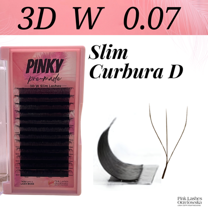 Pre-made Curbura D Pinky - Extensii gene gata facute