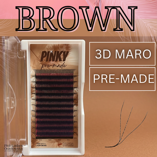 Pre-Made Curvature LU Brown, 3D W, Pinky, Eyelash Extensions