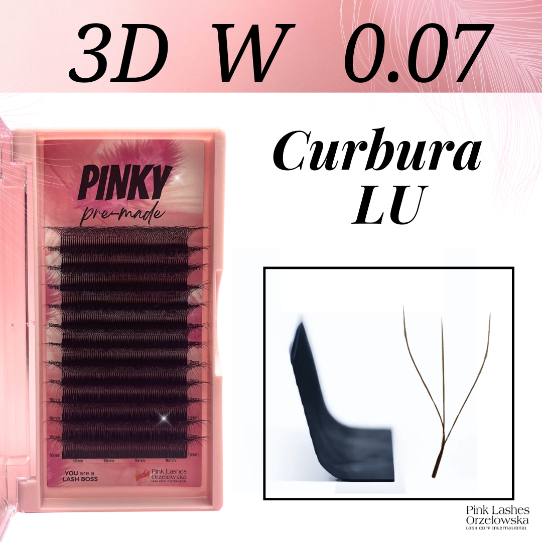 Pre-made Curbura LU Pinky - Extensii gene gata facute