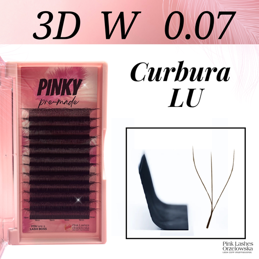 Pre-made Curbura LU Pinky - Extensii gene gata facute