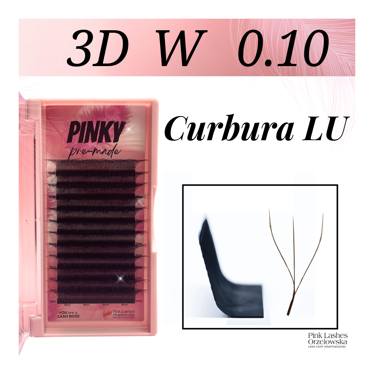 Pre-made Curbura LU Pinky - Extensii gene gata facute