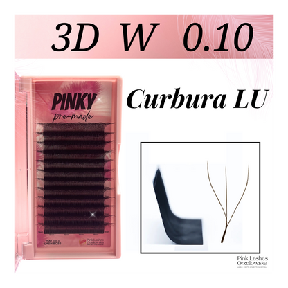 Pre-made Curbura LU Pinky - Extensii gene gata facute