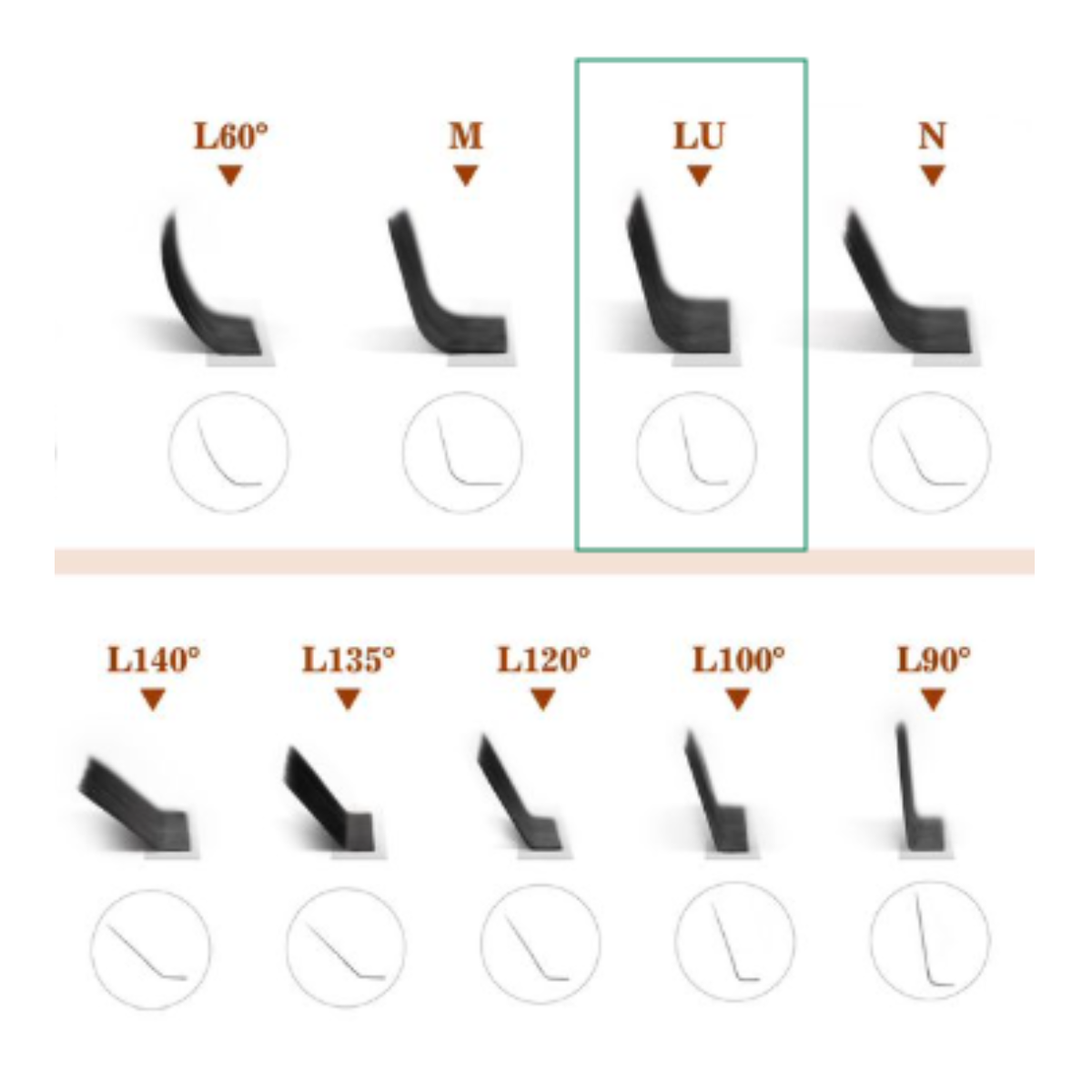 Pre-made Curbura LU Pinky - Extensii gene gata facute