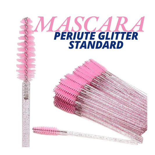 50 buc. Periute Mascara Glitter pentru pieptanarea extensiilor de gene Roz deschis
