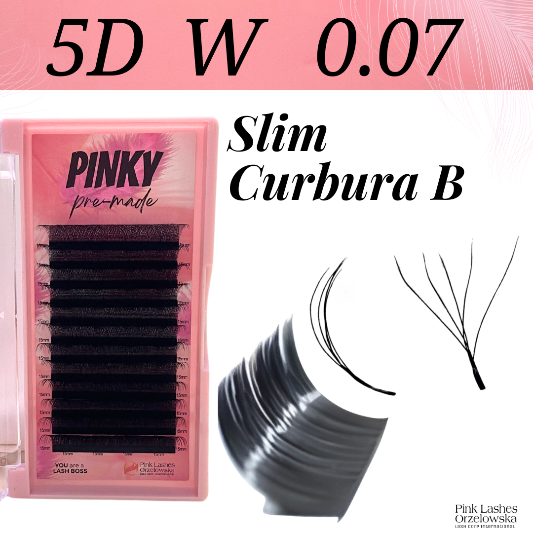 Pre-made Curbura B Pinky 5D W 0.07 slim - Extensii gene gata facute