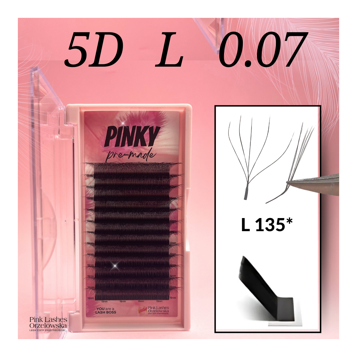 5D W Pre-made Curbură L | Efect eyeliner subțire | Look natural & elegant | extensii gene